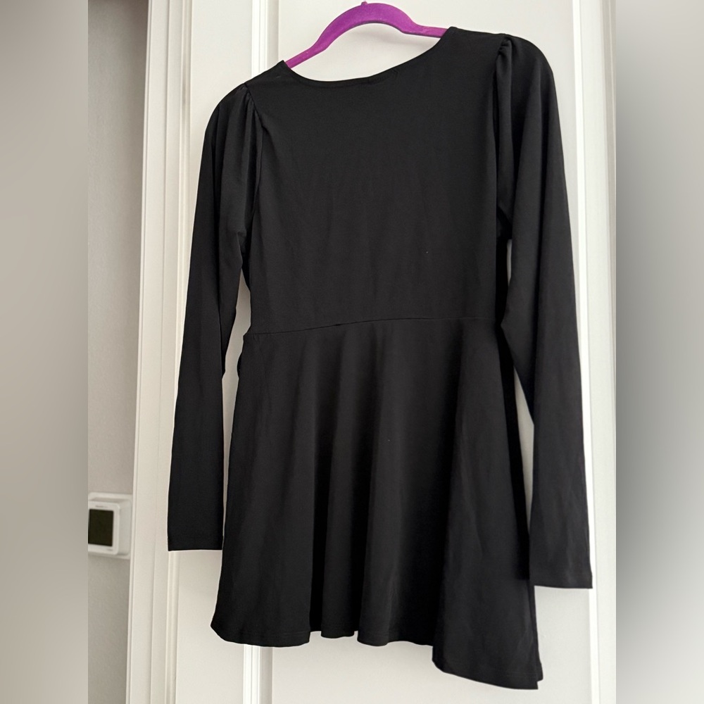NWT Torrid Plus Size 00 Black Studio Knit Surplice Wrap Long Sleeve Top - Picture 6 of 11
